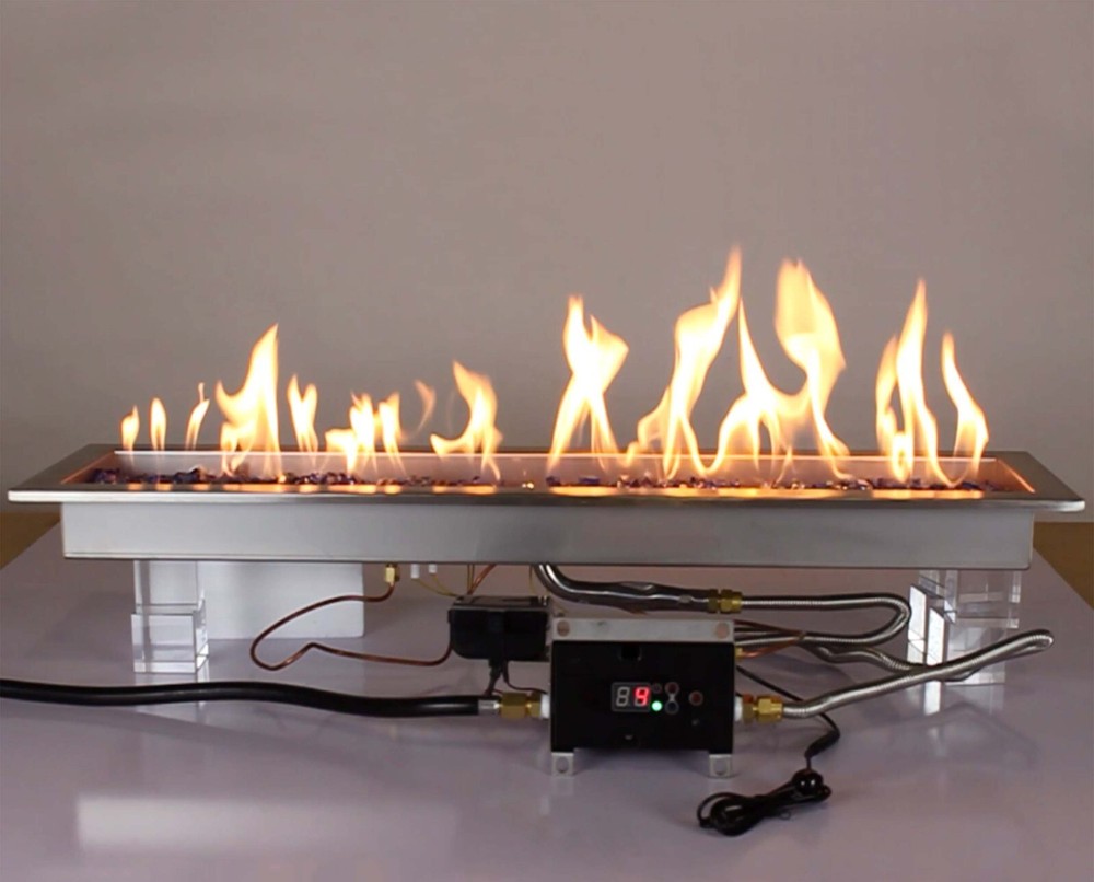 30" x 6" Remote Control Fire Pit Burner Kit, Electronic Ignition, Propane