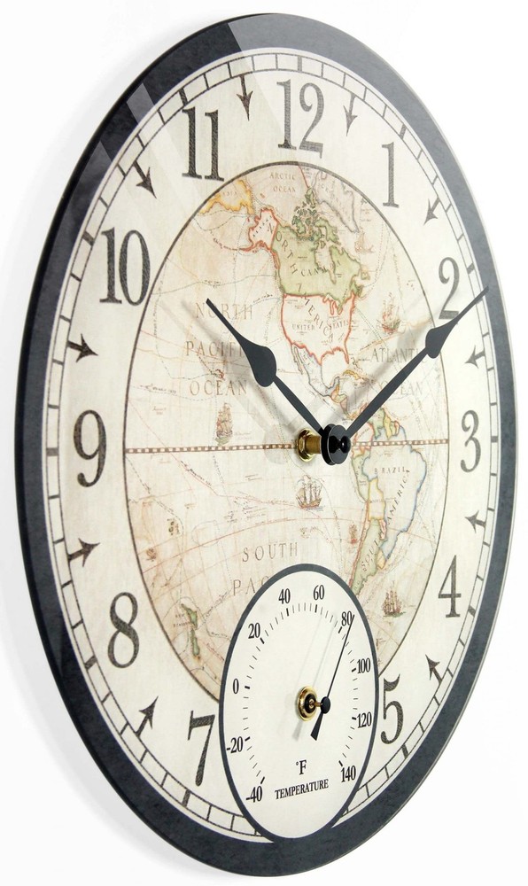 Infinity Instruments Orbis Black All Weather Clock Black Transitional Analog ...