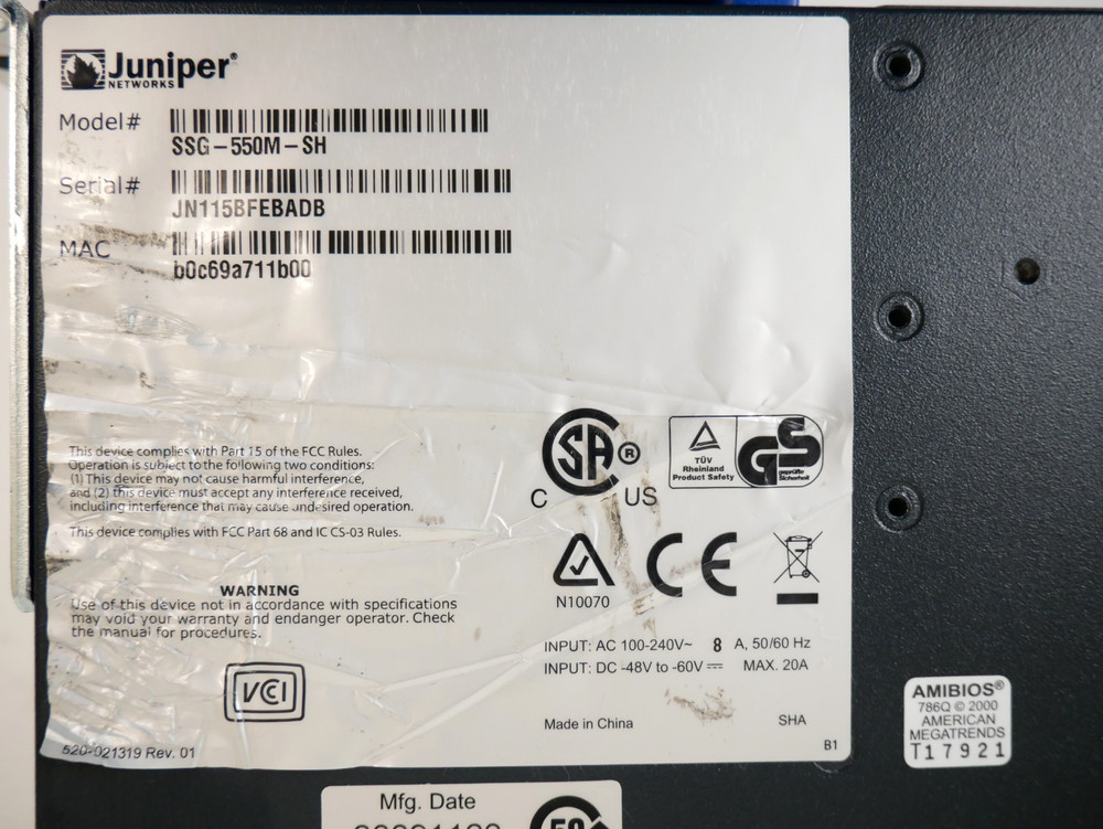 Juniper Networks SSG-550M-SH Single PSU Firewall Security Device