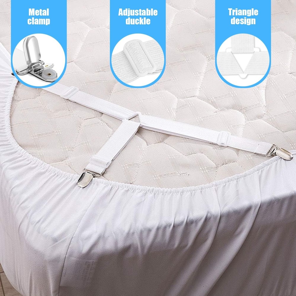 8 Bed Sheet Holder Straps, Adjustable Bed Sheet Straps Holders, Fitted Sheet ...