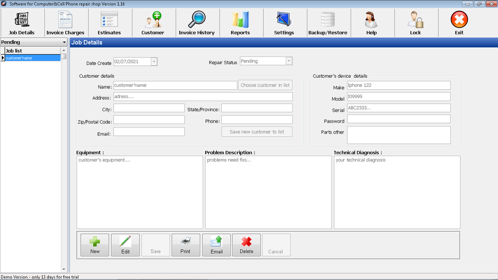 SOFTWARE FOR COMPUTER AND CELL PHONE REPAIR SHOP