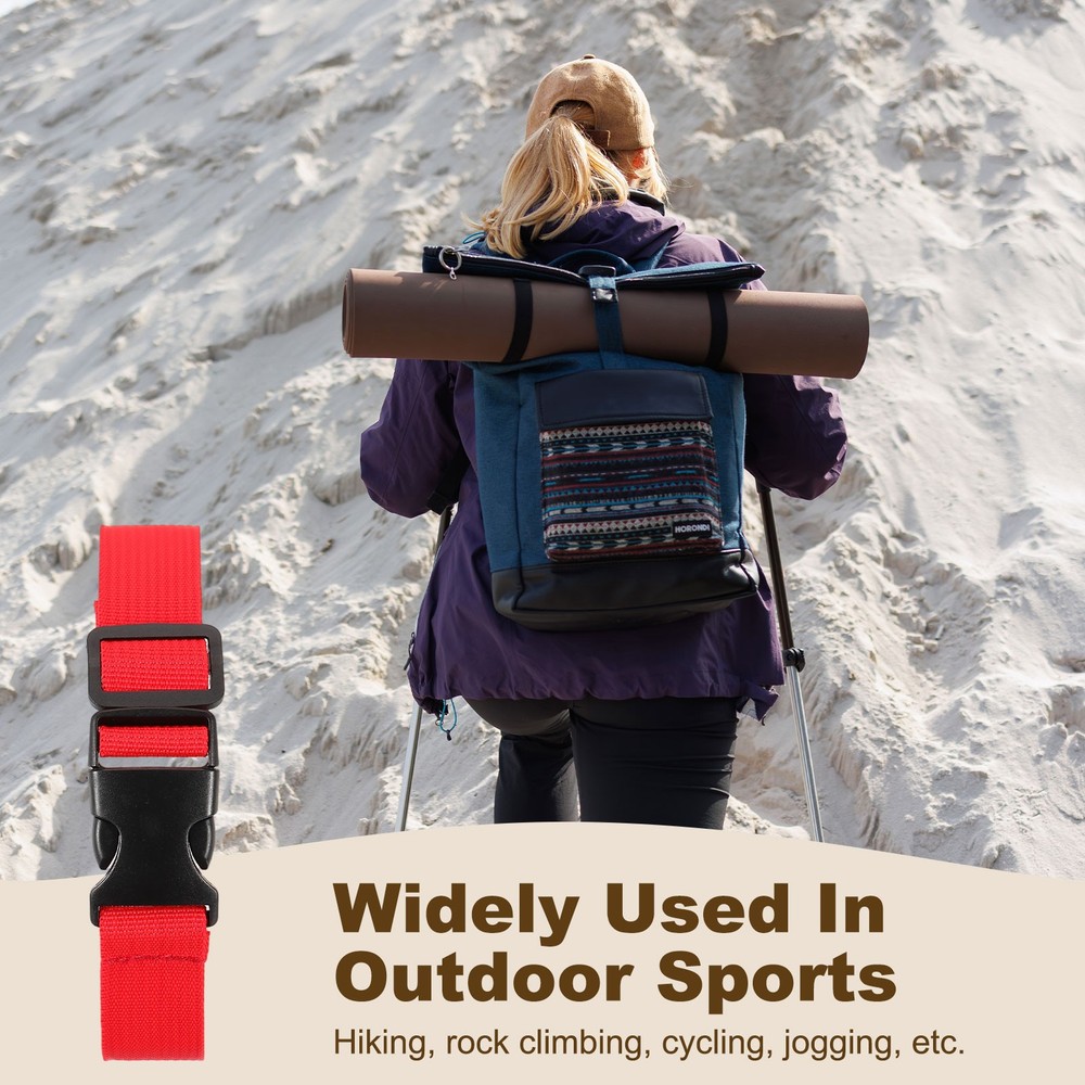 3pcs 1" x 8ft Utility Straps with Quick Release Buckle Adjustable, Red