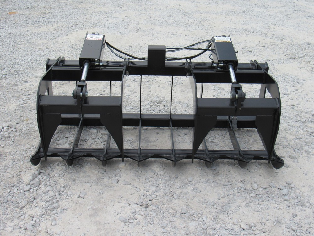 60" Root Grapple Bucket and 48"Long Walk Through Pallet Forks Combo Quick Attach