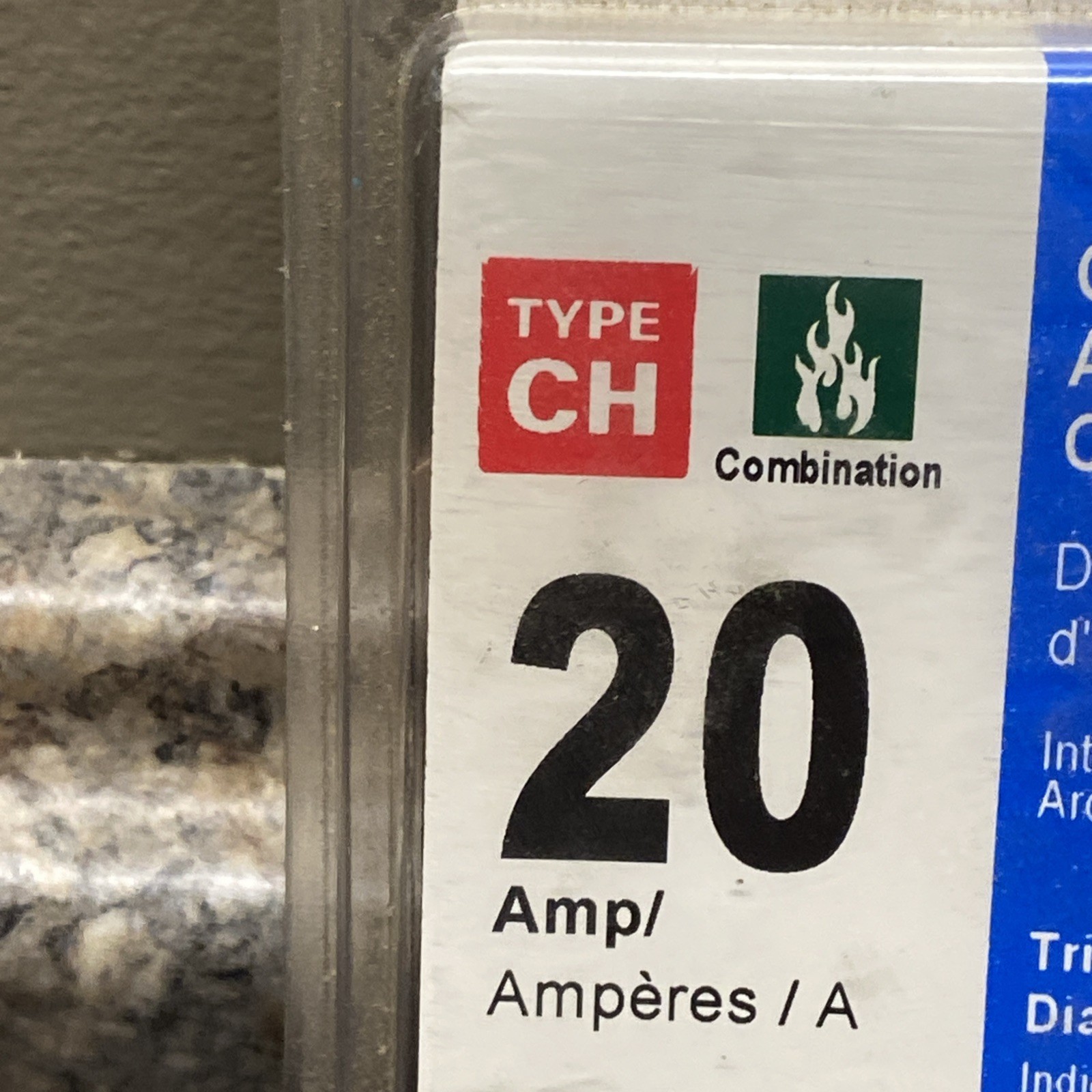 Eaton 20 amp single pole combination arc fault circiut breaker CHCAF120CS NOS