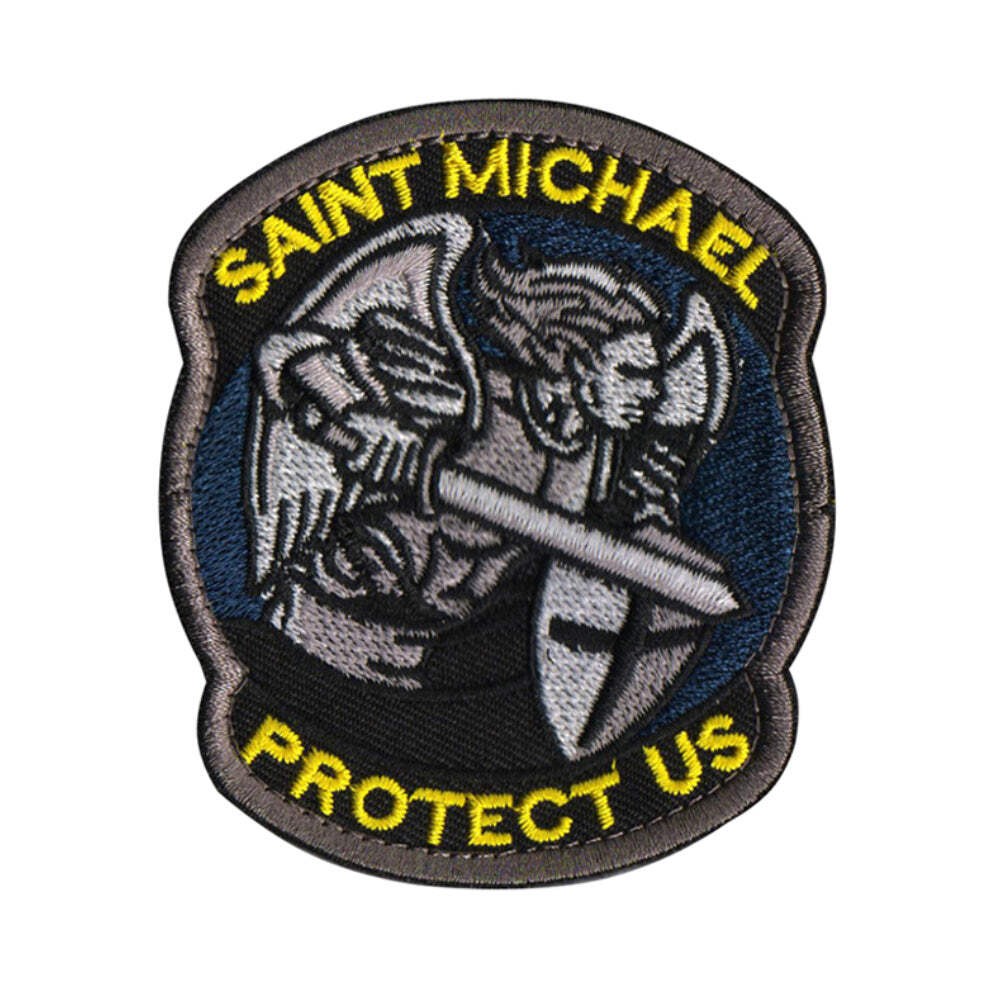 Saint Michael Protect Us Hook and Loop Morale Patch Army Navy USMC Air Force LEO