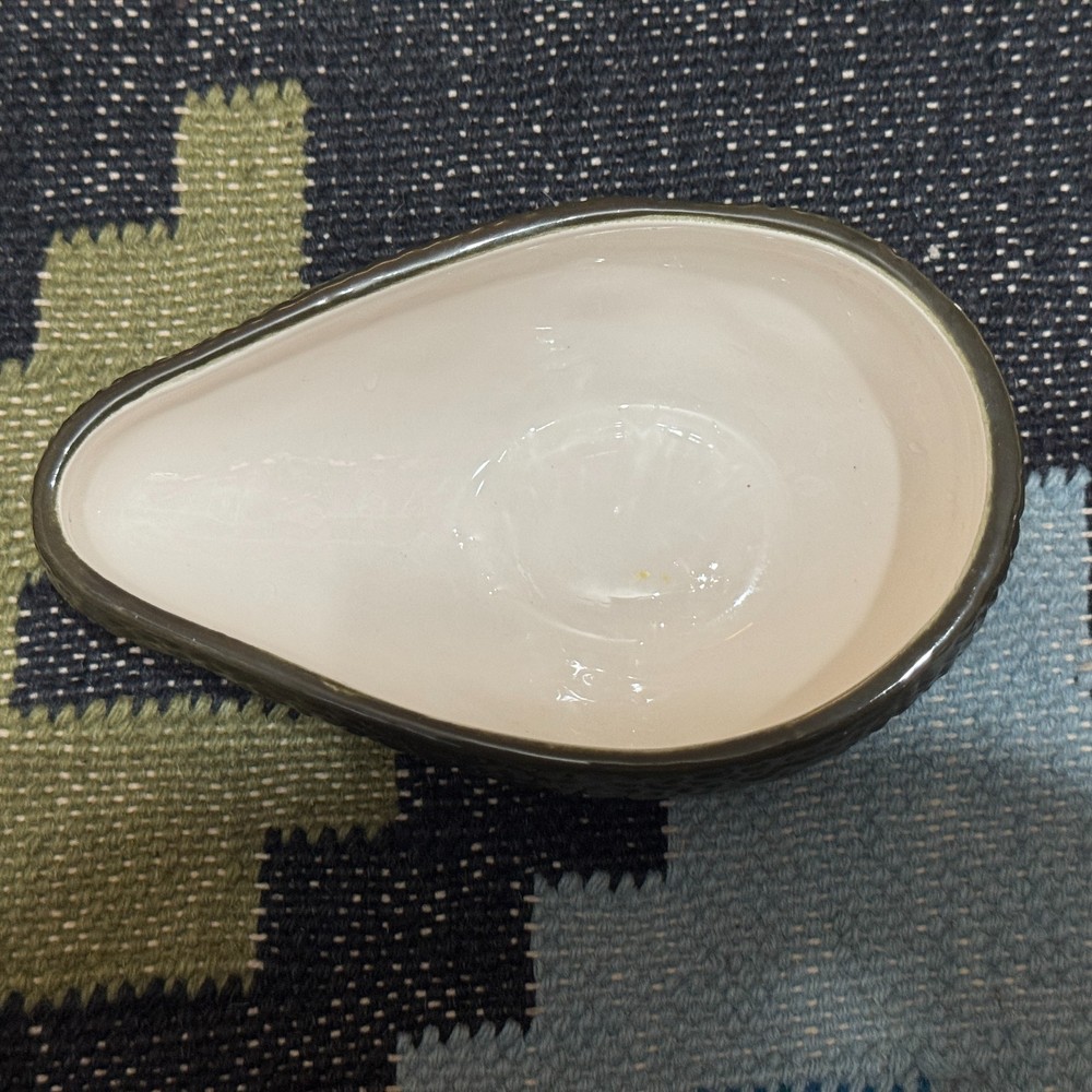 Avocado Shaped Lidded Ceramic Dish with Serving Spoon