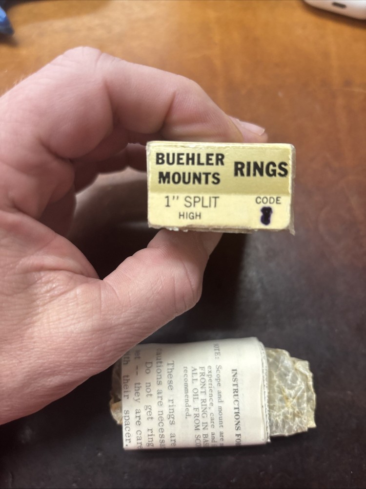 Vintage Buehler 1" Split Rifle Scope Rings Gloss High Height Code 8 NOS