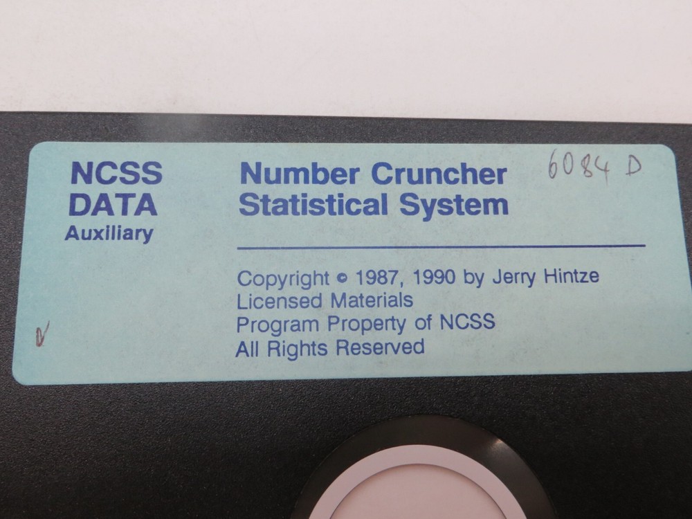 5.25" Floppy Disks NUMBER CRUNCHER STATISTICAL SYSTEM 1990 Com Software