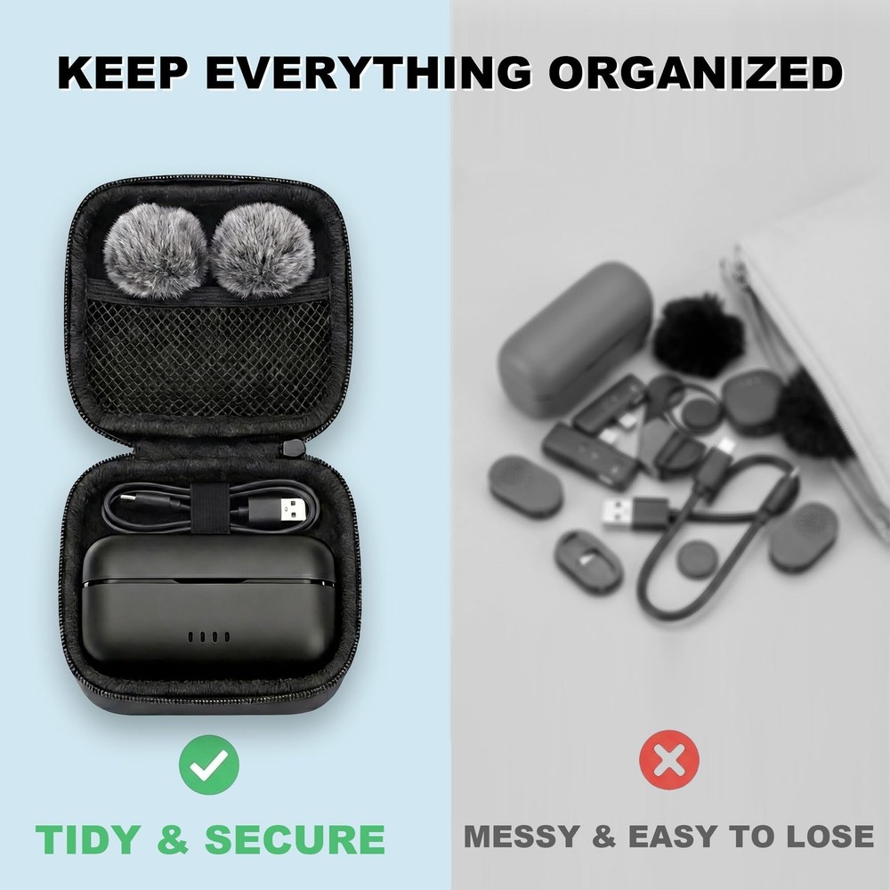 Wireless Lavalier Microphone for iPhone & Android, Clip-On Mini Mic with Char...