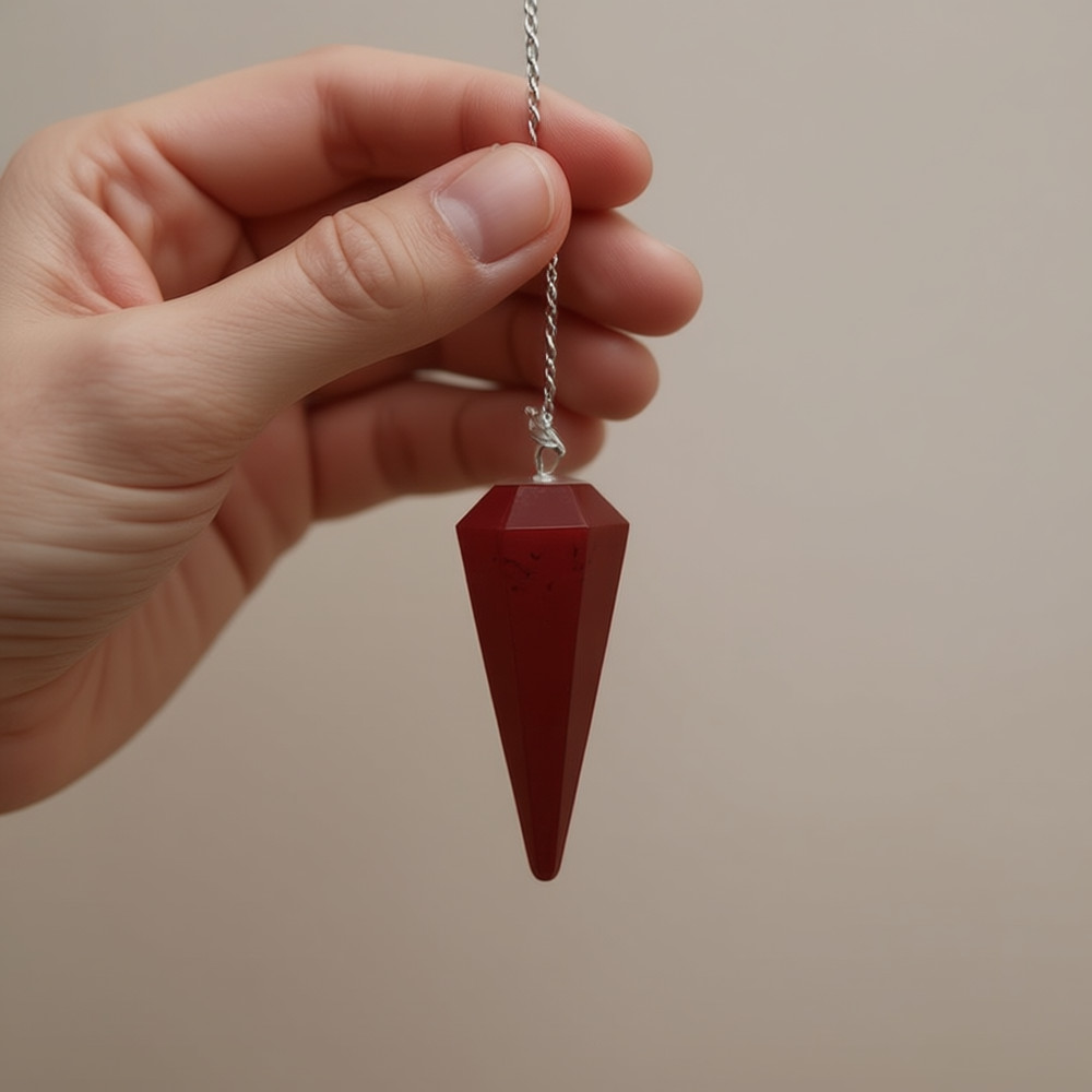 Premium Red Jasper Crystal Pendulum | Root Chakra Balancing Tool for Grounding
