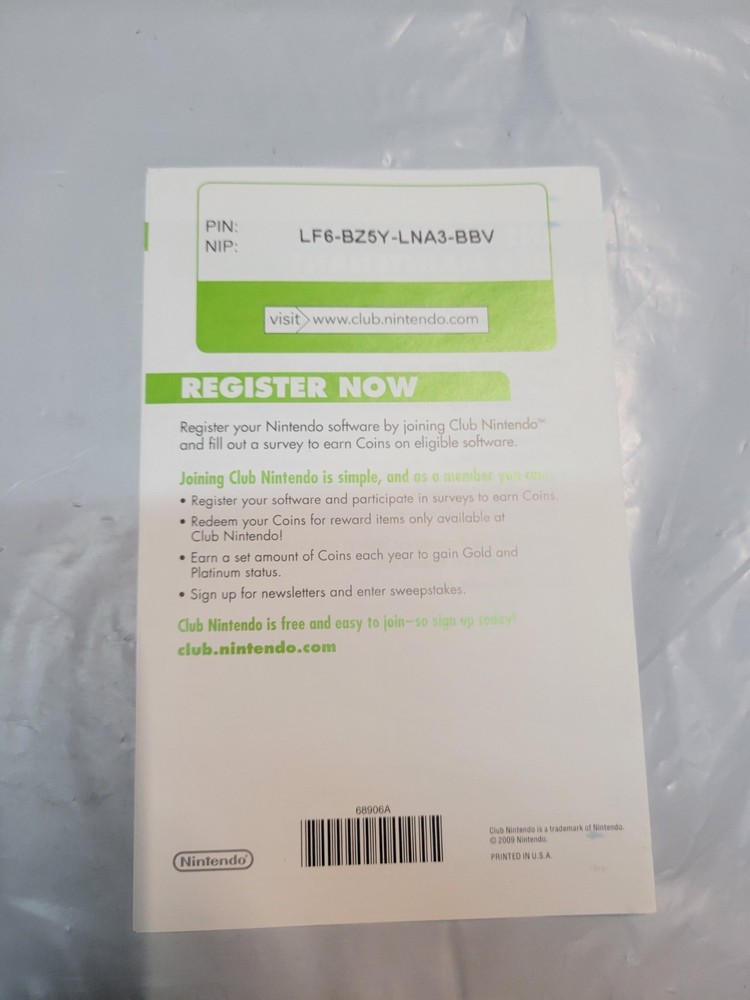Wii Fit Registration Insert Nintendo Wii Instruction Insert Only