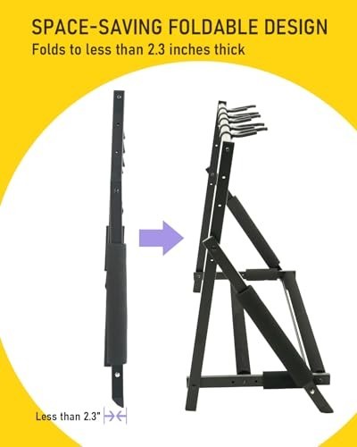 Multi Guitar Stand Rack - Foldable 7 Holder, Adjustable Height & Width, Easy Sto