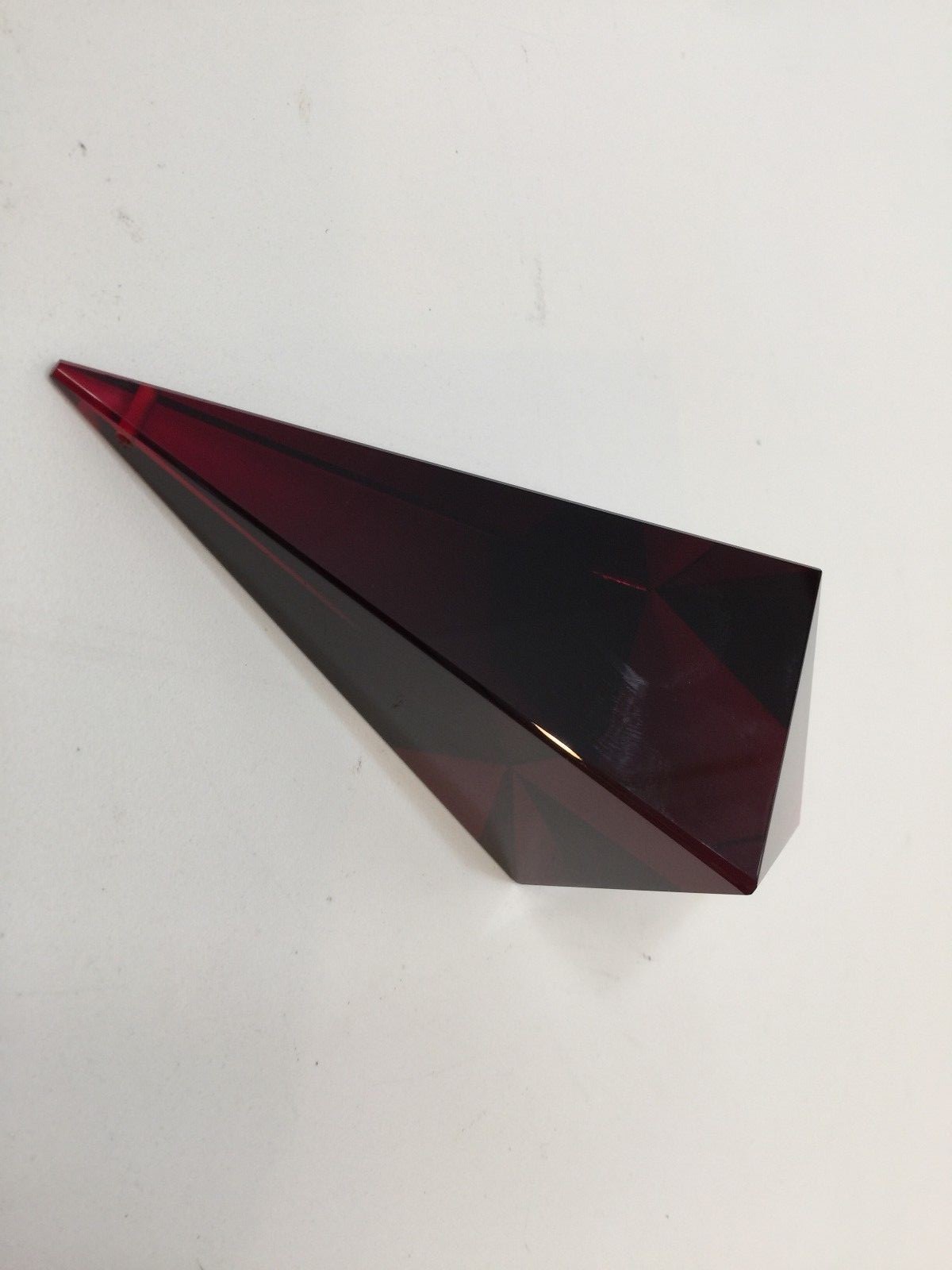 Large Murano Italy Red Ruby Cut Crystal Chandelier Diamond Prism Pendant, 5 3/4"