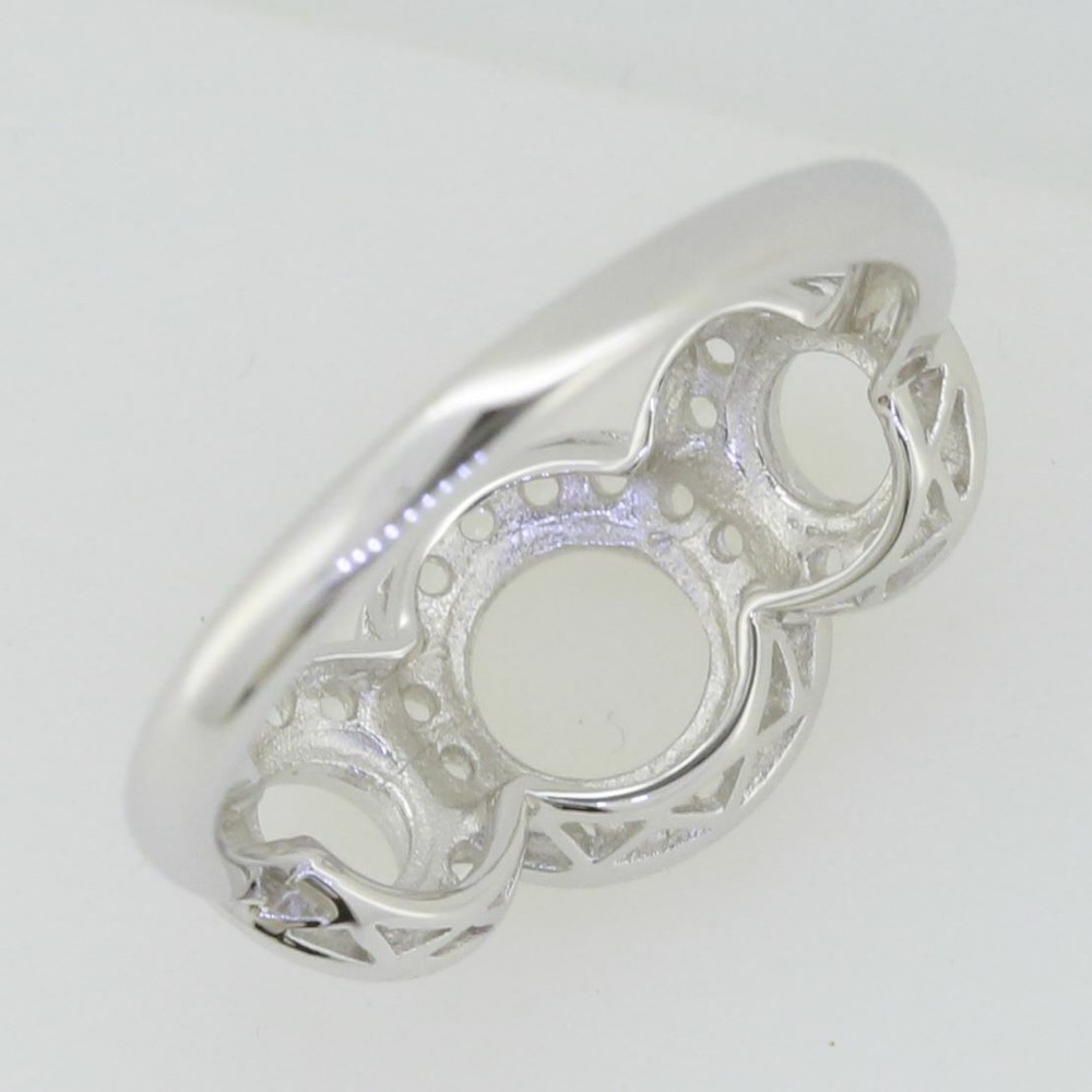 Sterling Silver Semi Mount Ring Setting Round RD 5x5mm RD3.5mm White T