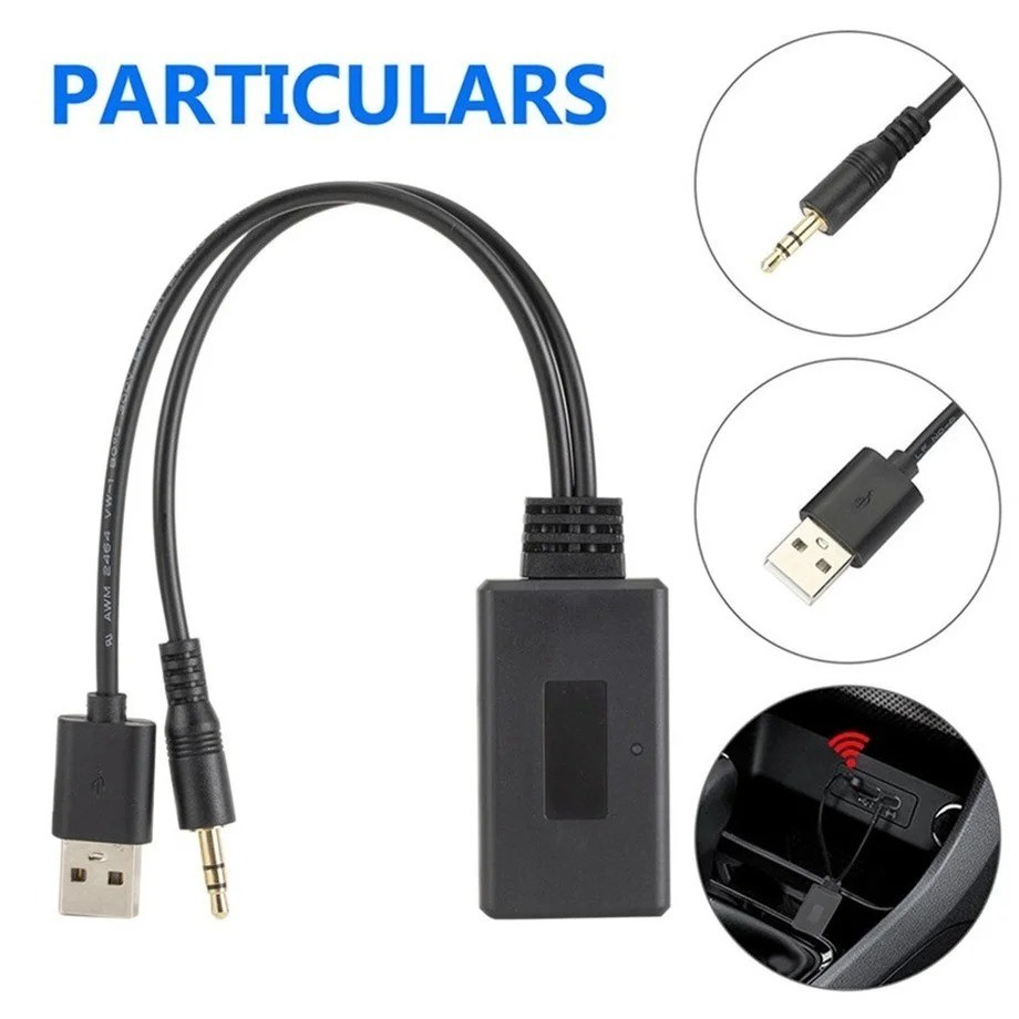 Aux to Bluetooth 5.0 Adapter 3.5mm Bluetooth Receiver Microphone for Car NEW