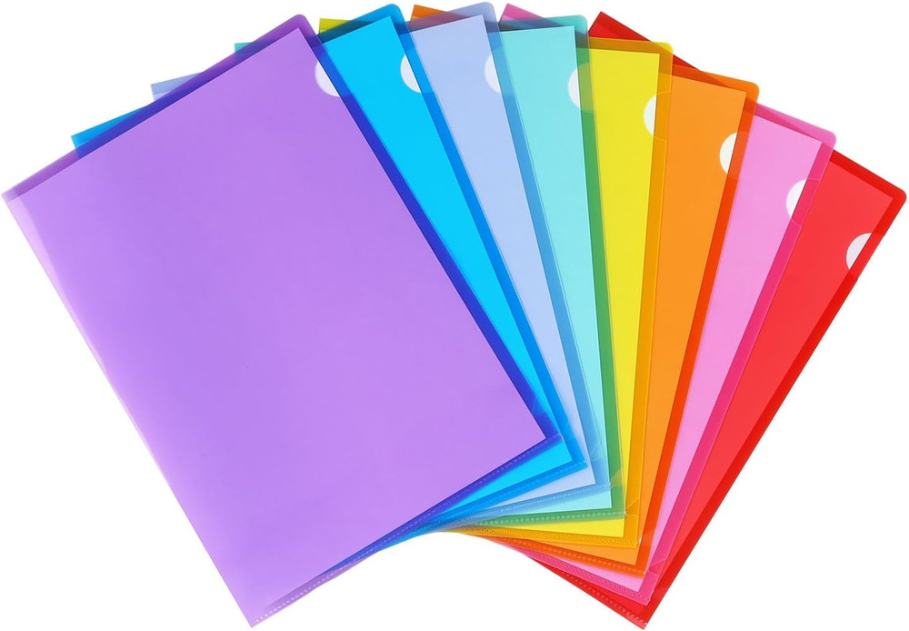 16 Pack Clear Plastic Folders Sleeves, Plastic Sleeves for Documents Transparent