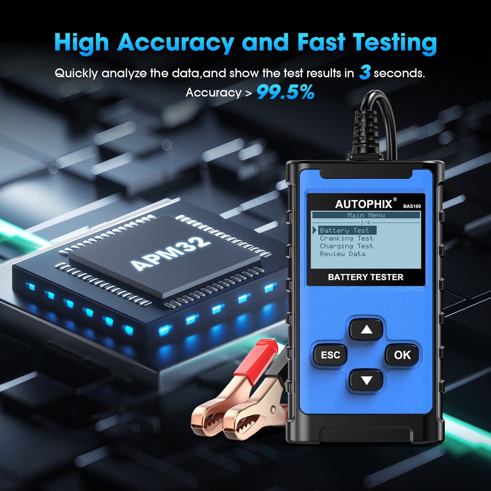 AUTOPHIX BAS100 2000CCA 12V 24V Car Battery Load Tester Charging System Analyzer