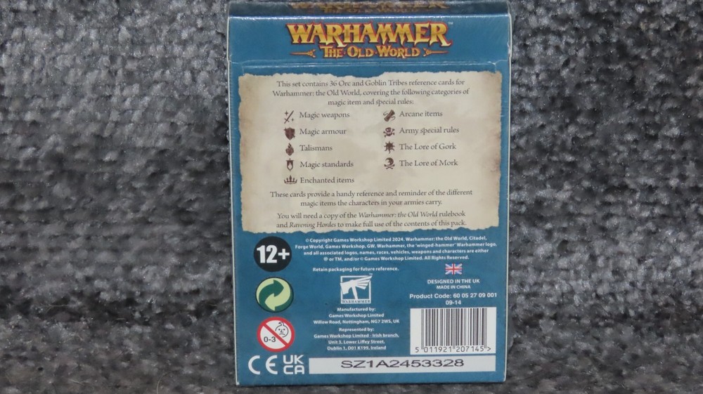 Games Workshop Warhammer The Old World Orcs & Goblins Tribes Reference Card Pack