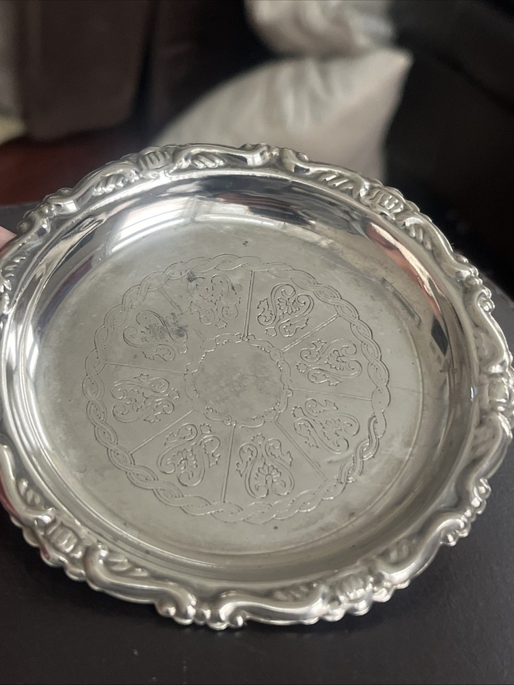 Vintage 4” Silver Plated Trinket Dish Italy