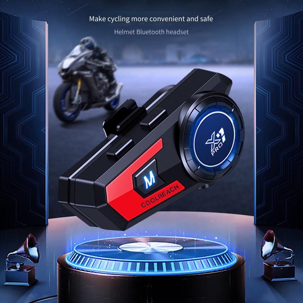 Motorcycle Headset Bluetooth Intercom 2 In 1 Double Microphone X7pro Red