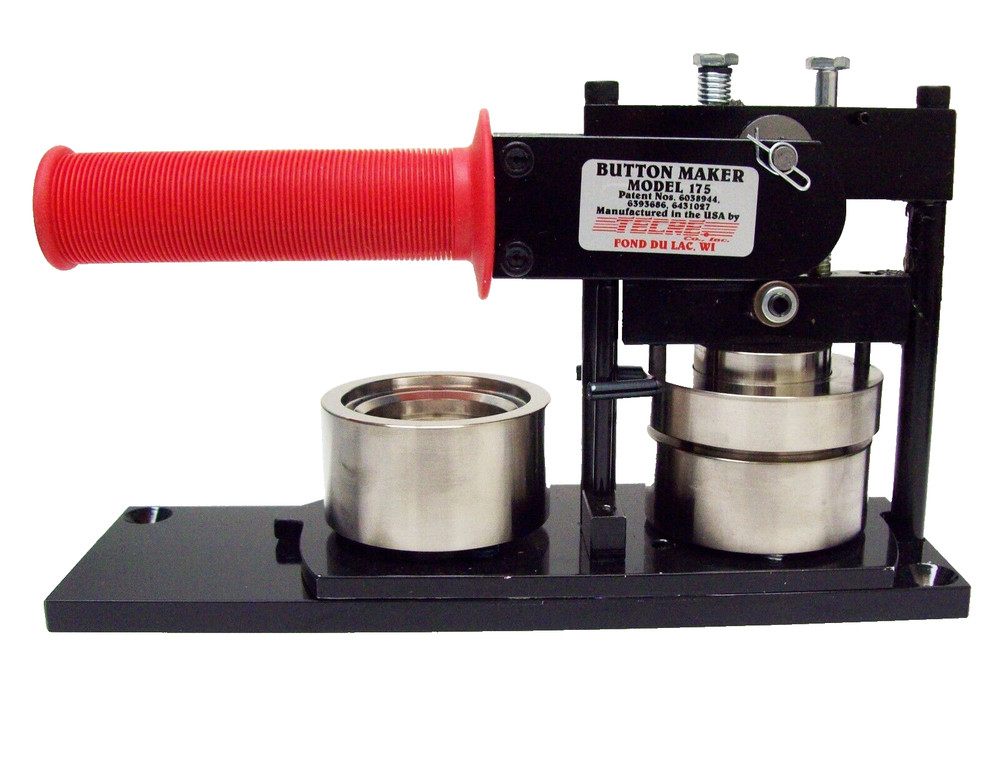 1.75" Button Making Kit -Machine, Button Boy Table Top punch, 100 Pin Back Parts
