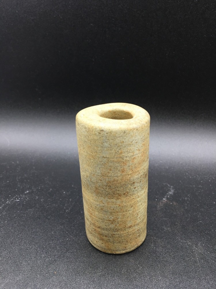 Stone Cylinder Candle Holder Signed