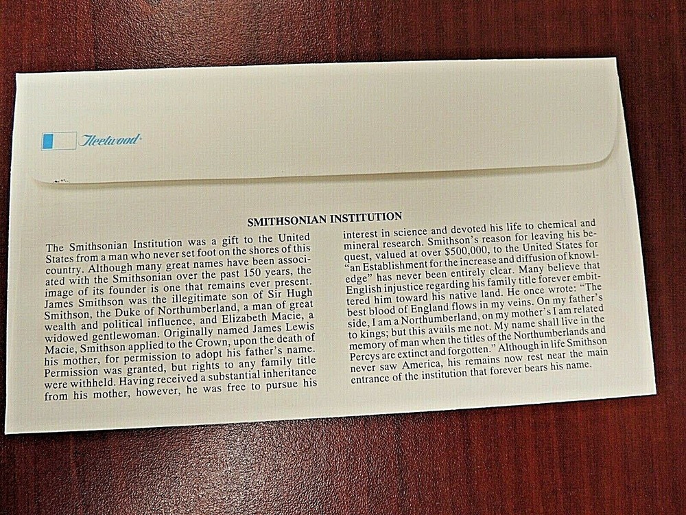 February 7th, 1996 "Smithsonian Institution" Architecture First Day Cover