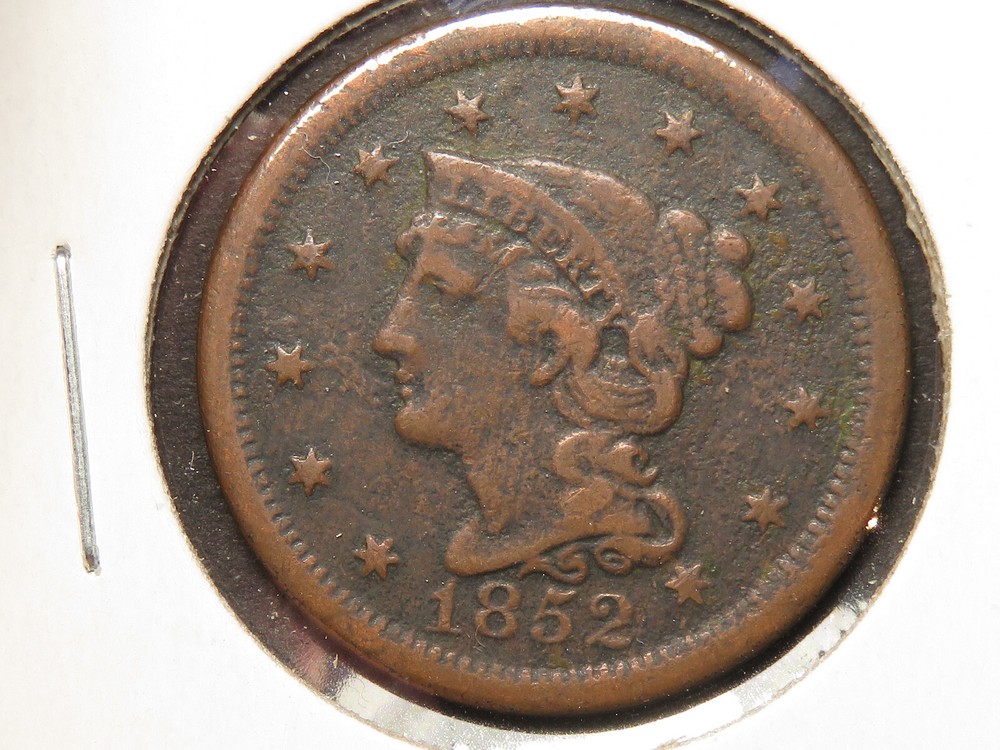 1852 US Large Cent, VF Detail