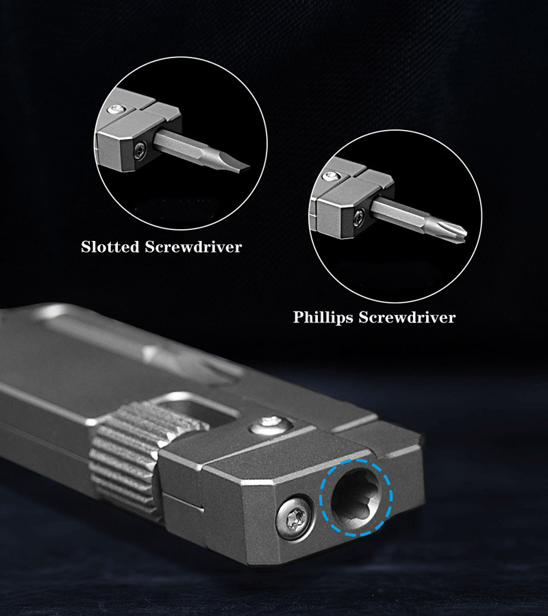 Titanium Mini Multi Tools Adjustable Wrench Pocket Pry Bar Crowbar Bits EDC Tool