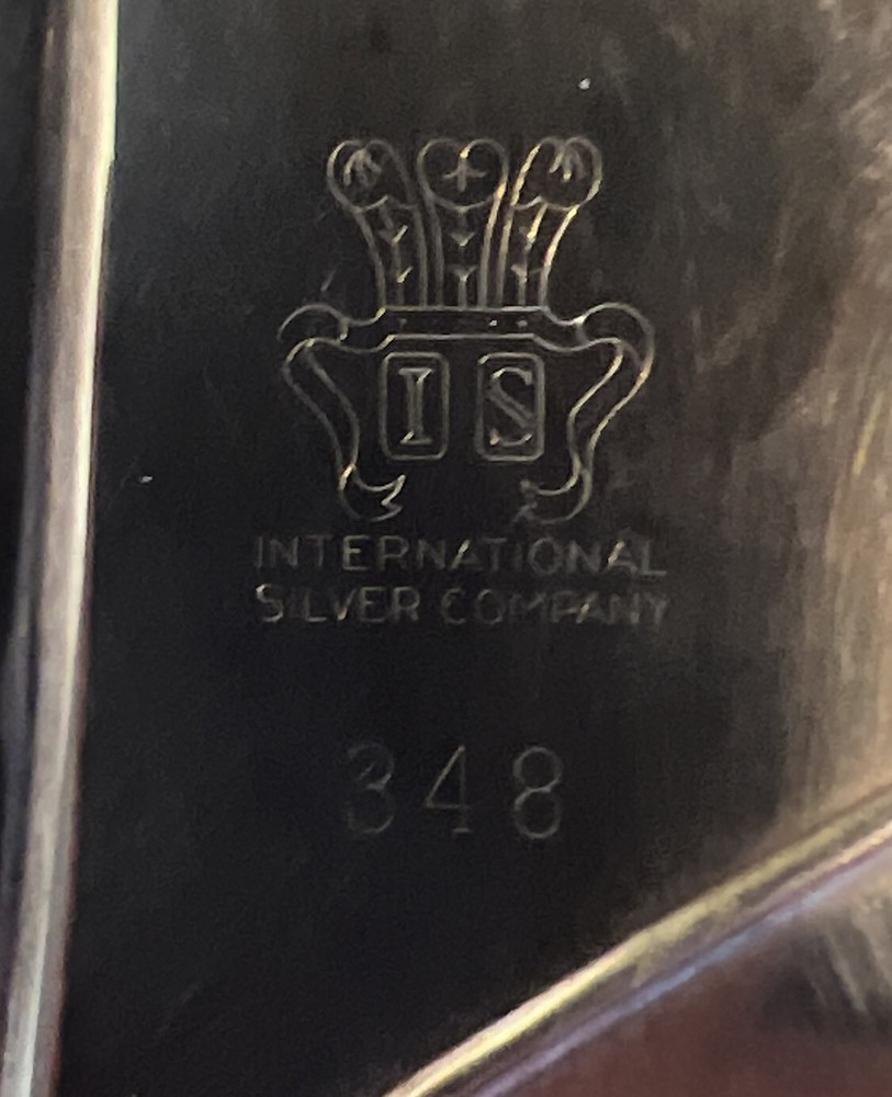 International Silver Company Model 348 Silverplate Tray Dish Bowl Rose Handle