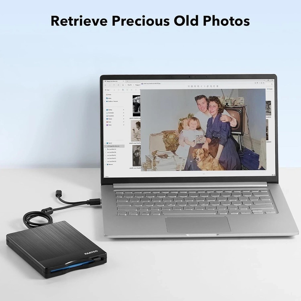 3.5" USB External Floppy Disk Drive – Plug & Play Floppy Disk Reader