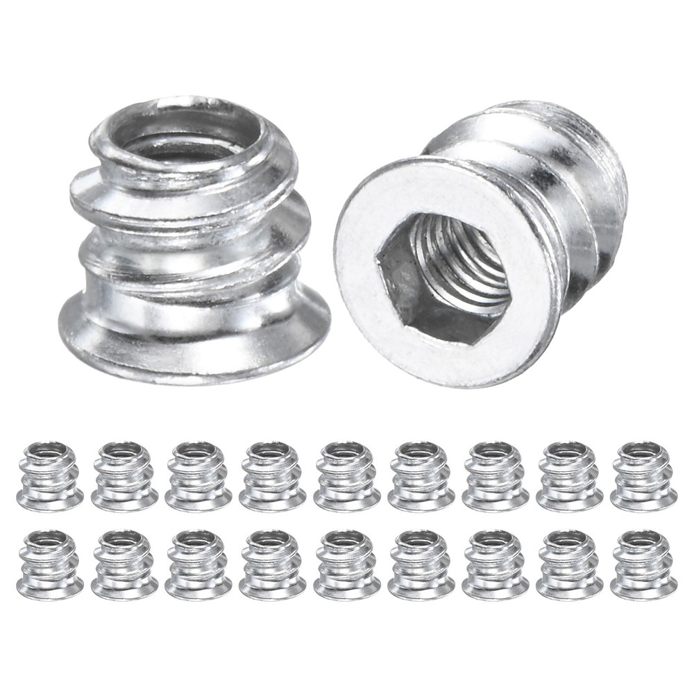 20-Pack Threaded Inserts for Wood, M5x8mm Threaded Insert Nuts [Silver Tone]