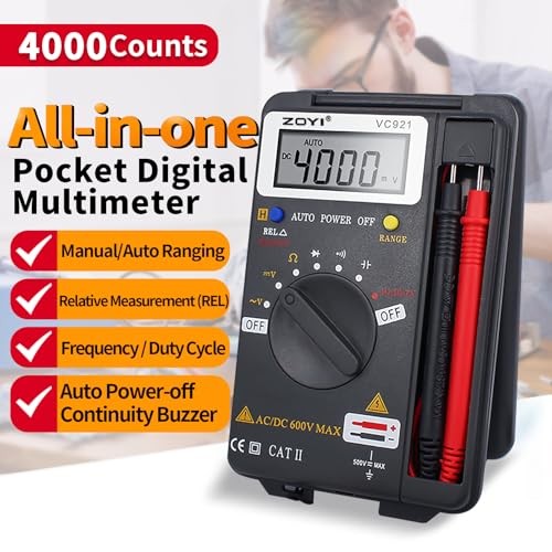 921 Digital Multimeter Card Tester with Auto-ranging 4000 Count, AC/DC
