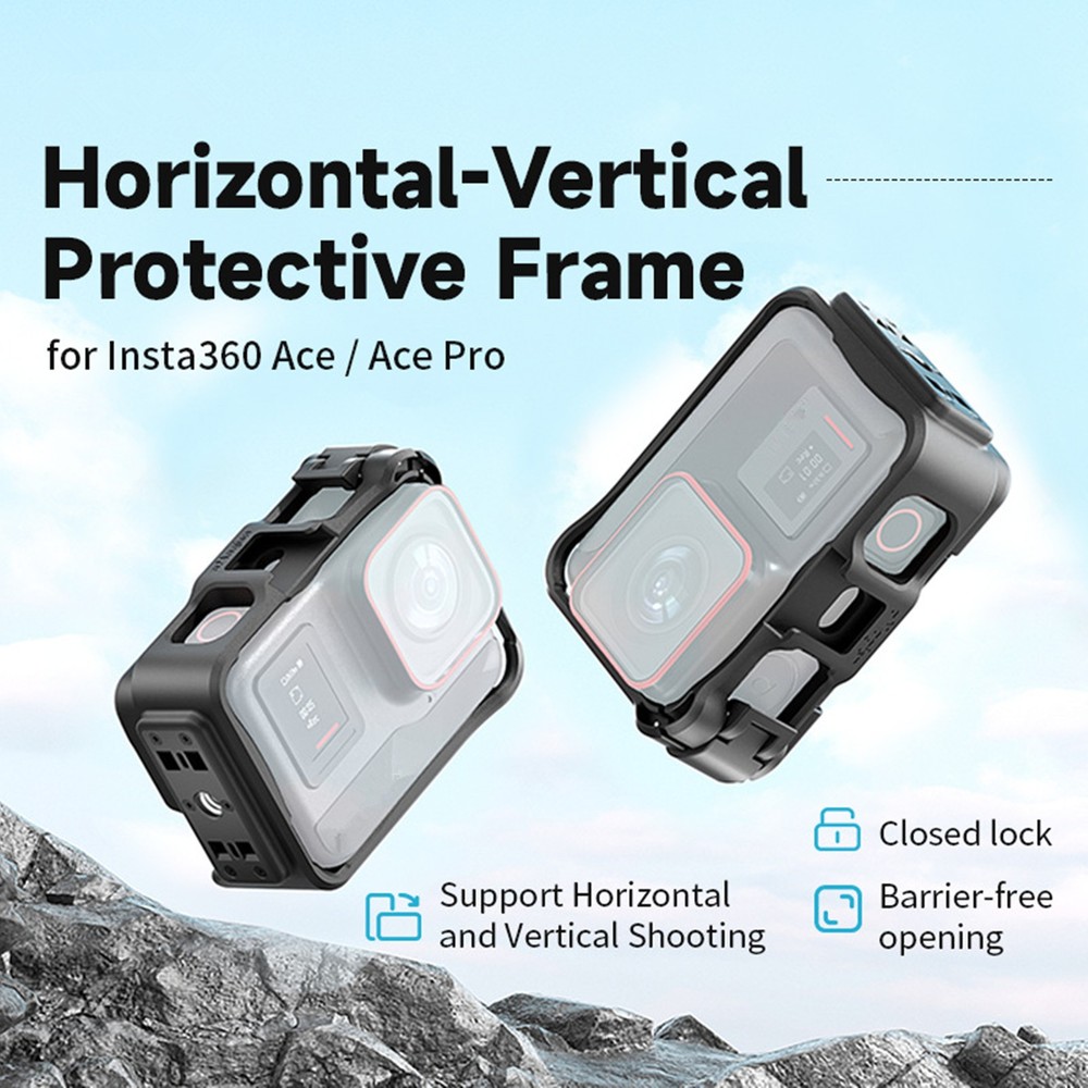 For Insta360 Ace/Ace Pro Camera ABS Plastic Housing Frame Case Protector Balck