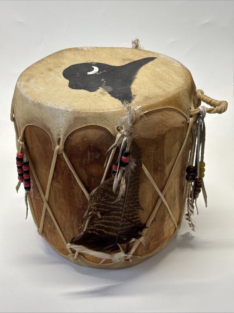 HAND CRAFTED RAWHIDE DRUM- 8” Diameter, 10.5” Tall