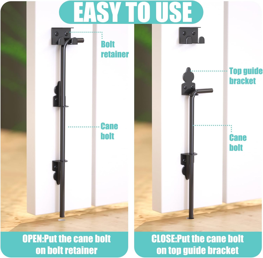 Heavy Duty Cane Bolt Gate Drop Rod Gate Hardware Solid Steel Gate Ground 18 Inch