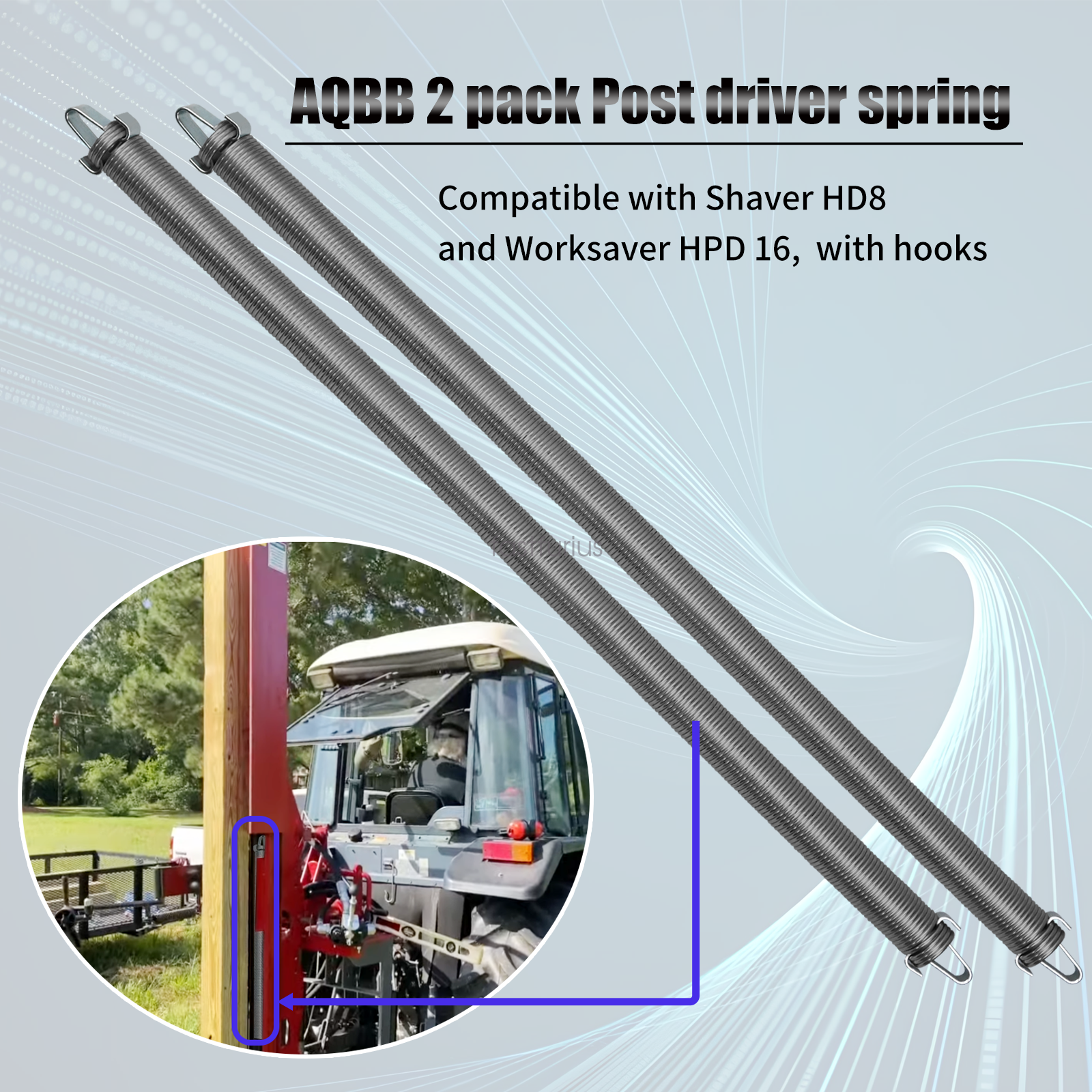 2x Length 40" Post Driver Spring for Shaver HD8 and Work Saver HPD 16 with Hooks