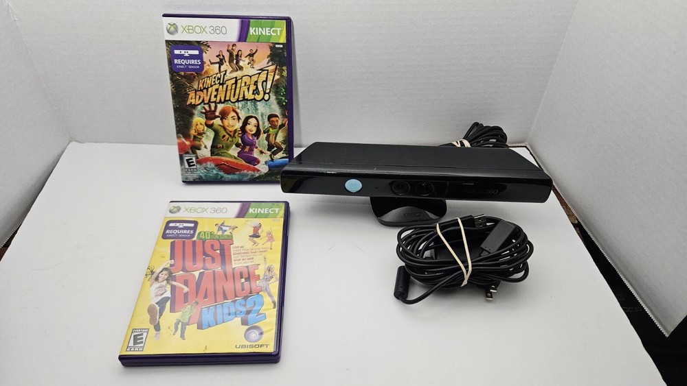 Xbox 360 Kinect Sensor Bar Microsoft 1414 Great Condition W/ 2 Games #2