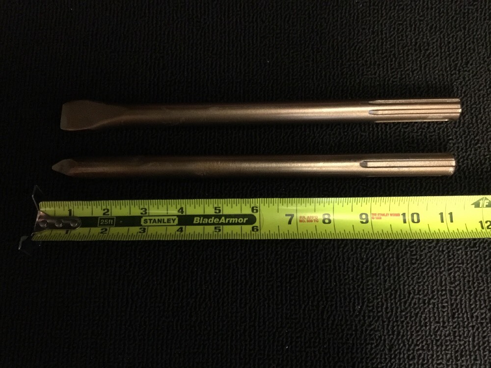 HILTI CHISEL SDS MAX FLAT 1" X 11" & POINTED 11" PREOWNED, FAST SHIP
