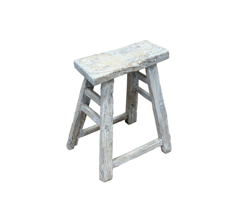 Rustic Raw Rough Wood Grain Rectangle Slim Stool Bench Side Table ws4584