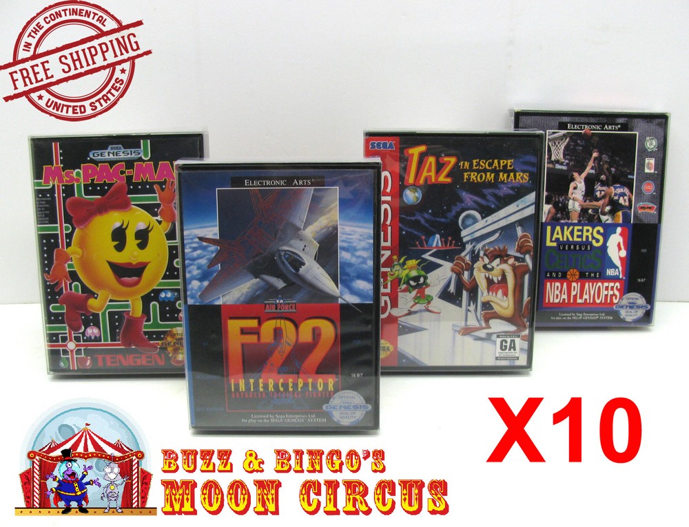 10x SEGA GENESIS CIB GAME - CLEAR PLASTIC PROTECTIVE BOX PROTECTOR SLEEVE CASE