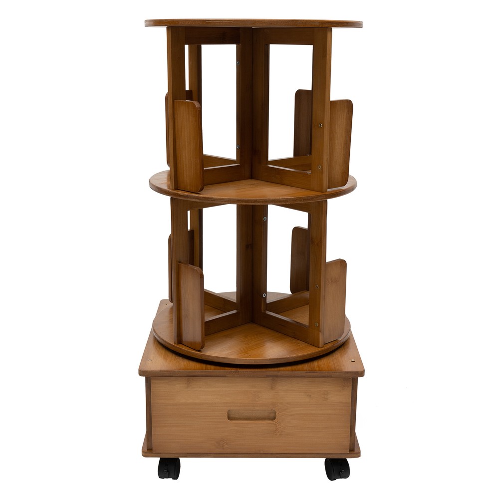 Removable Swivel Bookcase Holder 8-Compartments Storage Table Bedside Table NEW