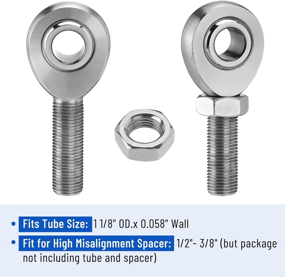 4x 1/2” Chromoly Heim Joints Rod End Kit Left & Right Hand Thread Heim Joint
