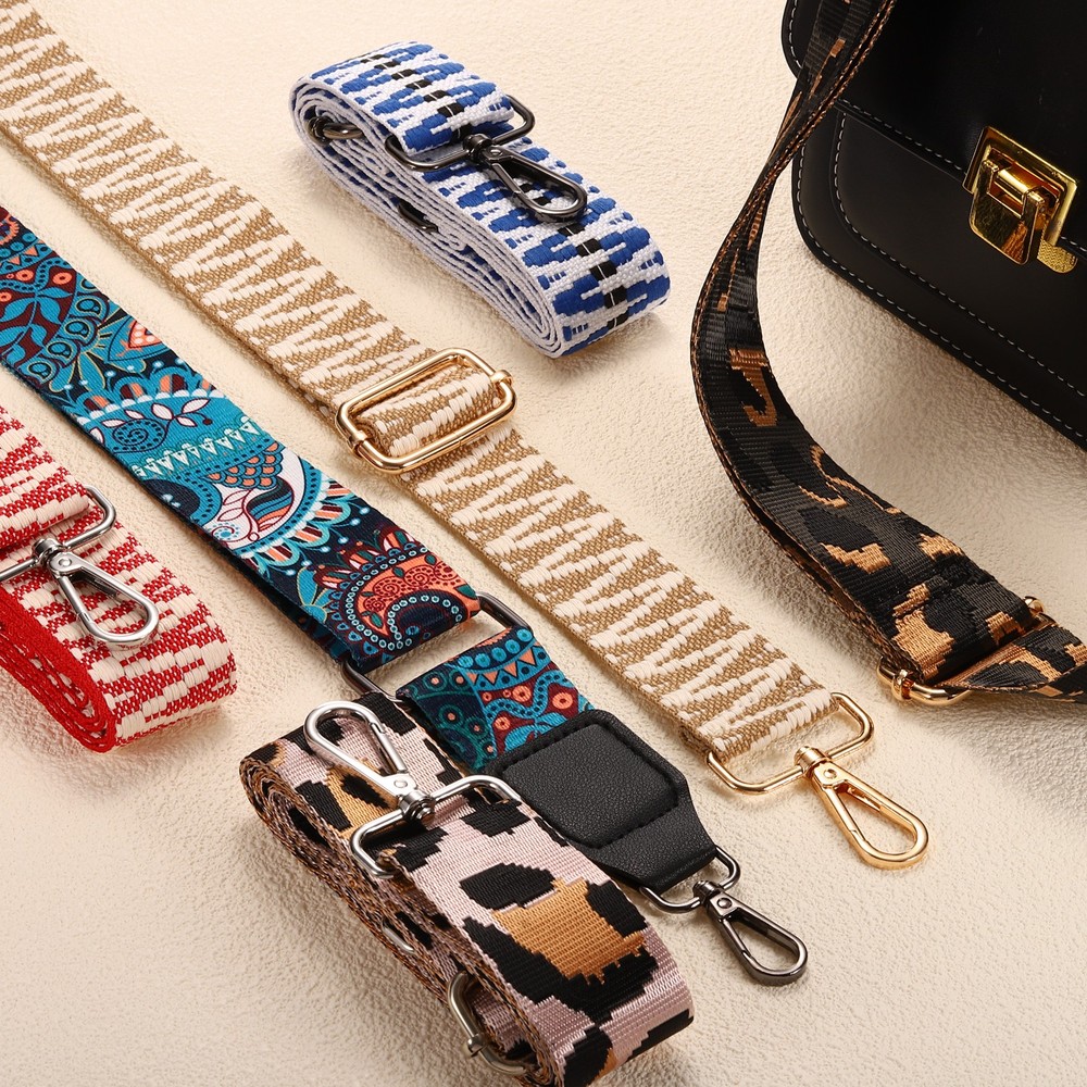 Purse Straps Replacement Crossbody with Silver Buckle, Black