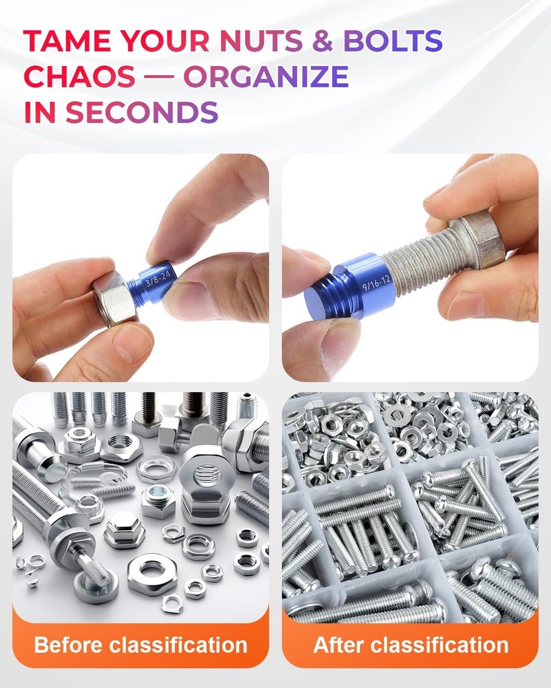 Vorhixa 52pcs Thread Checker, 27 SAE & 25 Metric Nut and Bolt Thread Checker,...