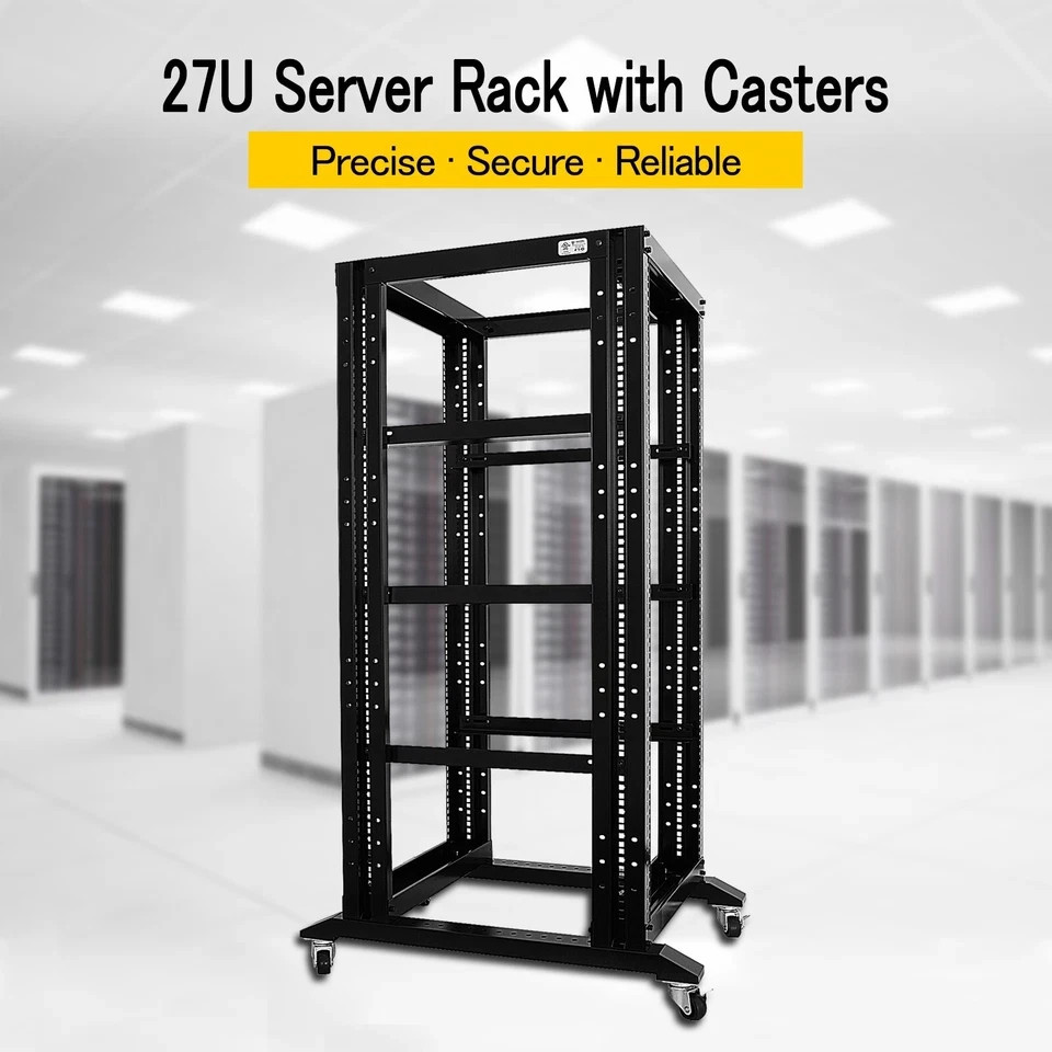 27U 4-Post Open Frame Server Rack 800MM Deep 19" Adjustable L Rails 700LB