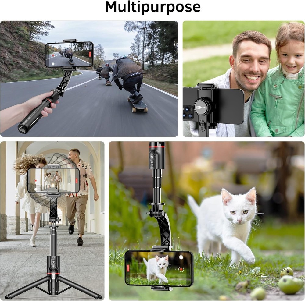 3-in-1 Selfie Stick Tripod Gimbal Stabilizer, Wireless Remote iphone, android