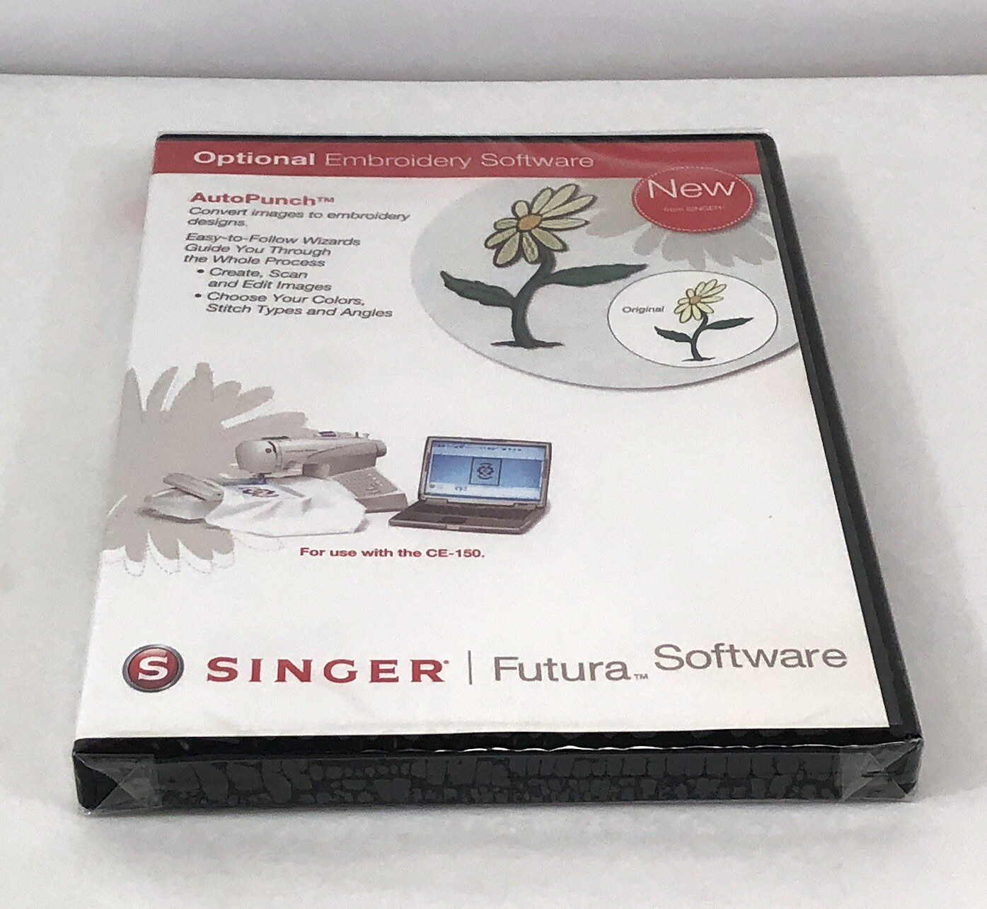 NOS SINGER Futura CE-150 AutoPunch Embroidery Software CD w/Printable Manual
