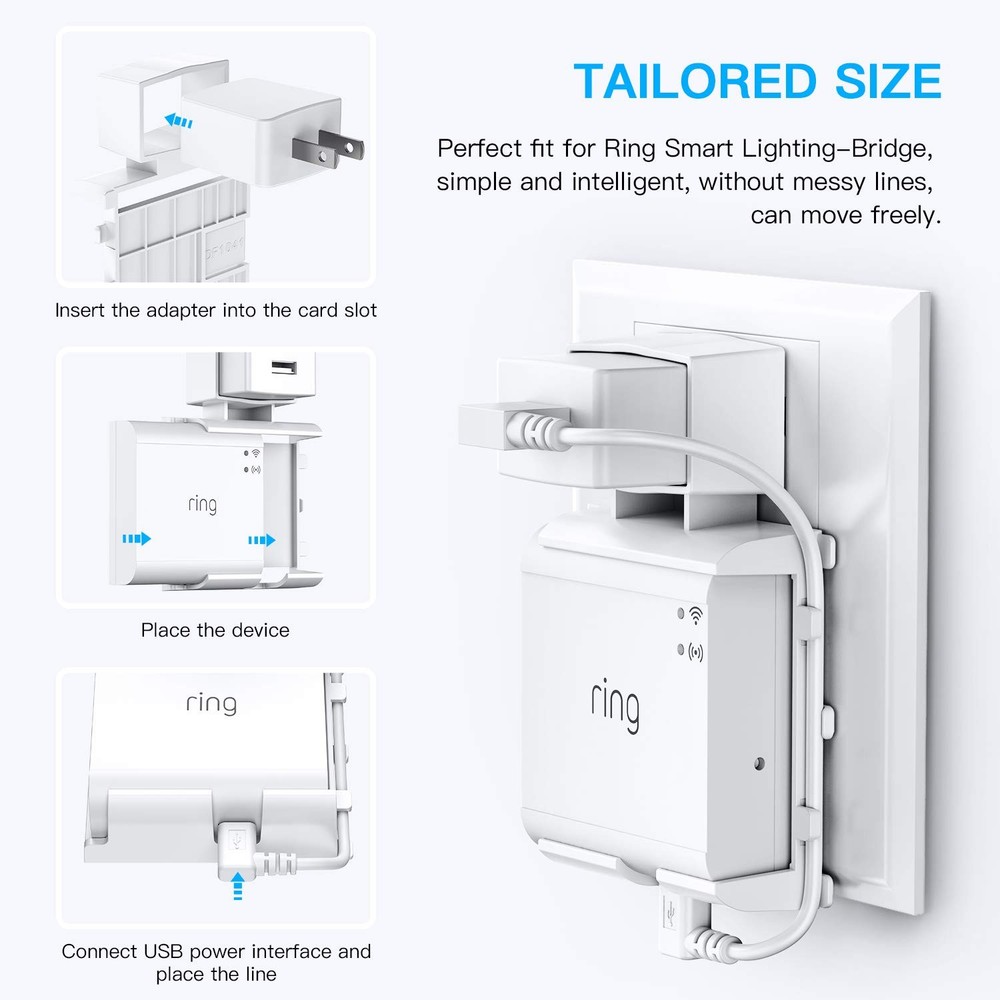 HOLACA Outlet Wall Mount for Ring Smart Lighting Bridge,Easily Be White