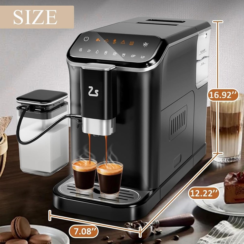 Fully Automatic Espresso Machine, 20 Bar Coffee Machine with Built-In Grinder